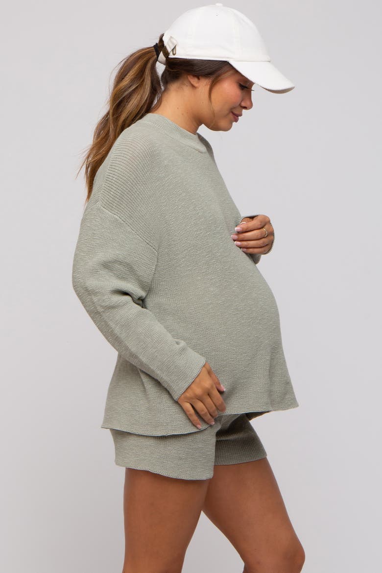 Sweater and Short Set, Alternate, color, Light Olive