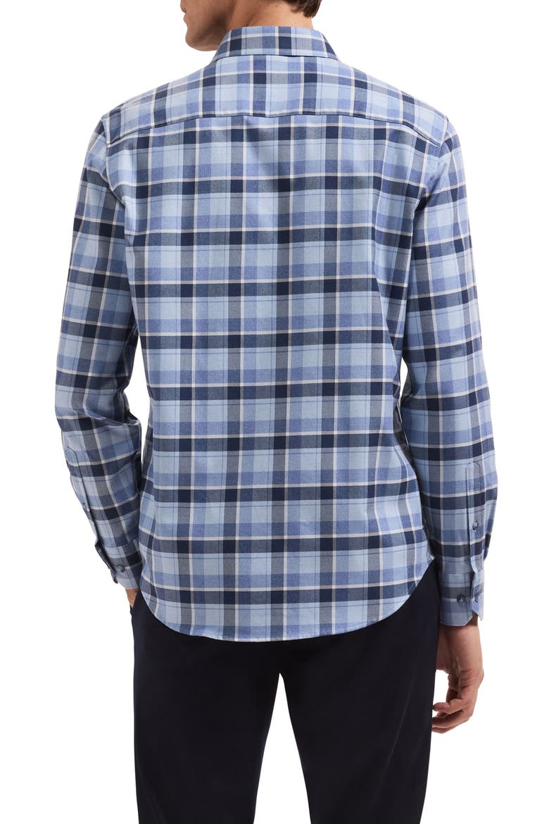 Julian Plaid Cotton & Cashmere Button-Up Shirt, Alternate, color, AIR BLUE