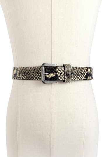 小物 APRILLAND STUDDED SNAKESKIN BELT WHITE SNAKESKIN BELT - WHITE – Public Saint