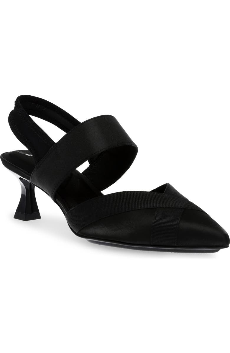 Anne Klein Ireland Kitten Heel Pointed Toe Pump, Main, color, Black Fabric