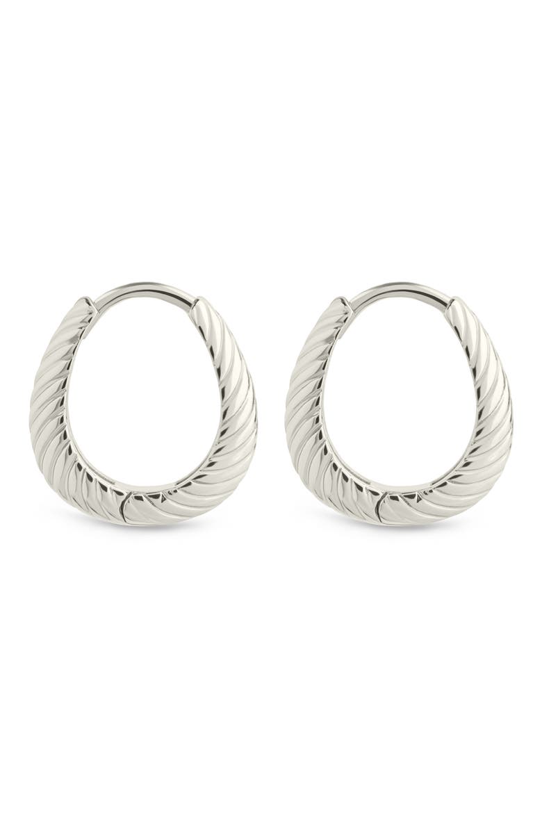 Fairley Oval Textured Huggie Hoop Earrings, Alternate, color, SILVER
