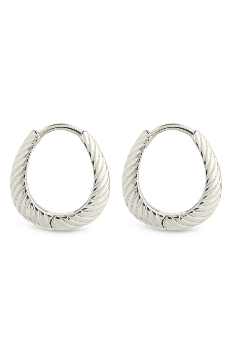 Sterling Forever Fairley Oval Textured Huggie Hoop Earrings, Alternate, color, Silver