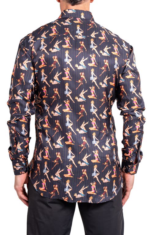 Maceoo Fibonacci Ascension 0221 Pin-up Print Contemporary Fit Button-up Shirt In Multi