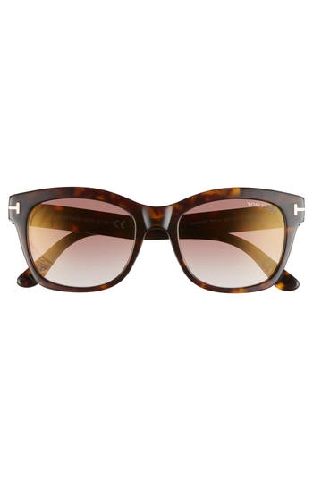 Tom Ford Lauren 02 Mirrored Square Sunglasses In Dark Havana/gradient Brown
