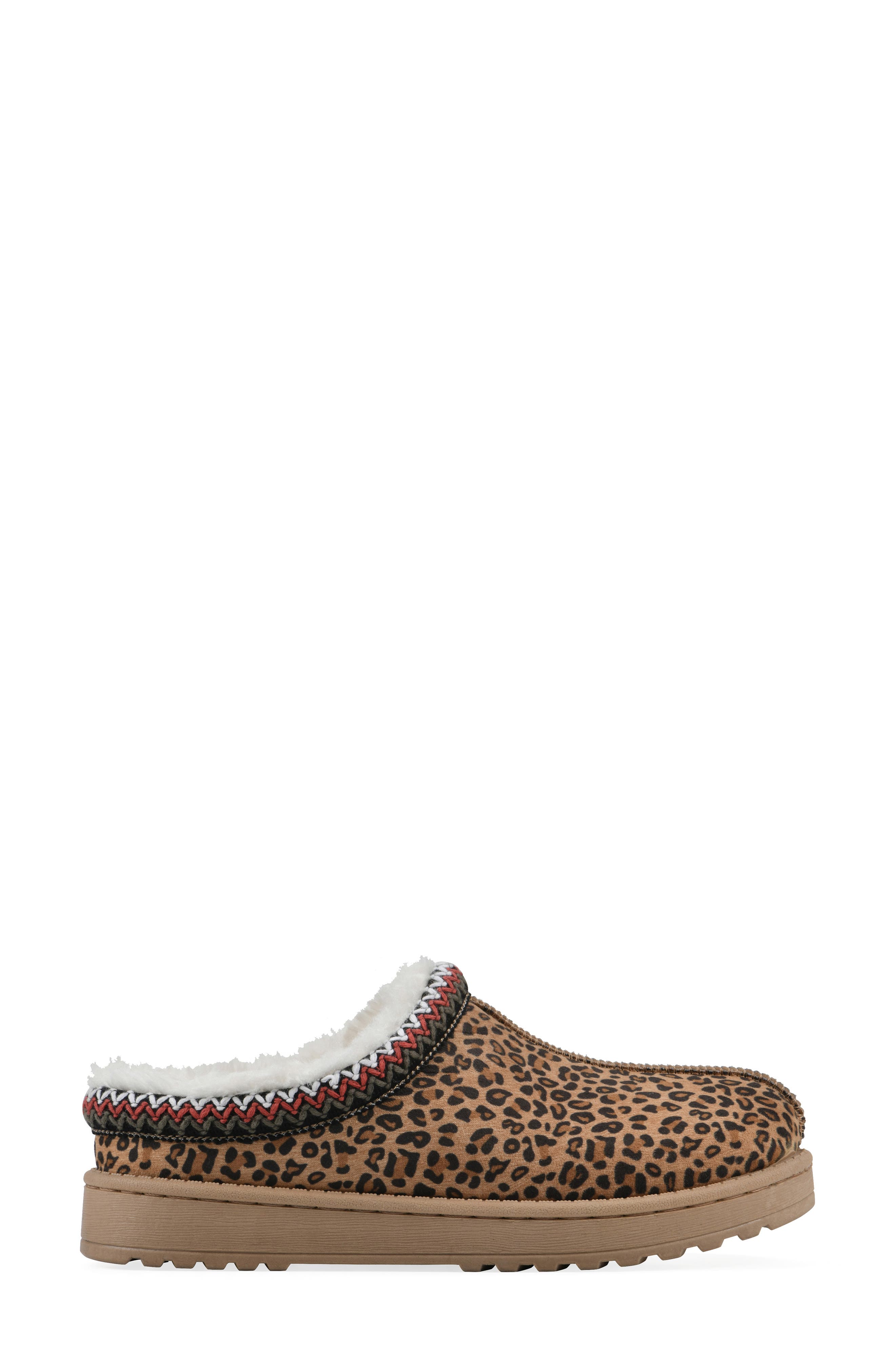 Icebin Faux Shearling Lined Clog Slipper, Alternate, color, TAN/ LEOPARD/ FABRIC