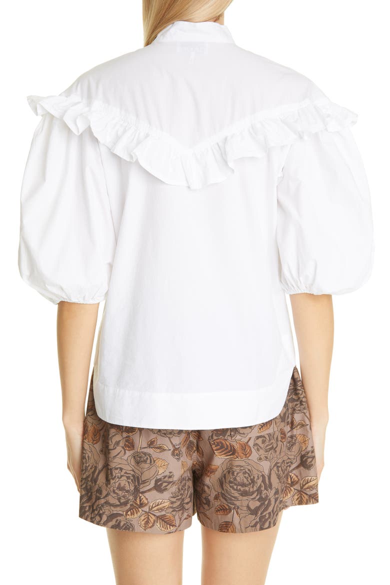 Ruffle Organic Cotton Poplin Blouse, Alternate, color, BRIGHT WHITE