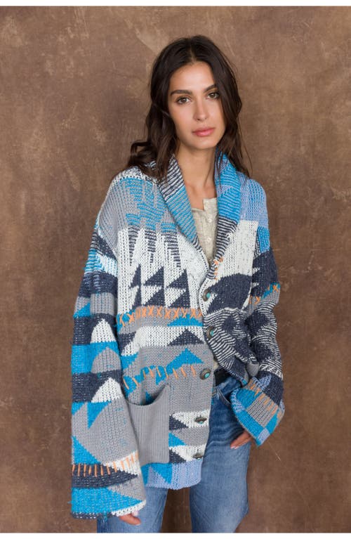 Fortela Hoppy Navajo Cotton Cardigan In Blue
