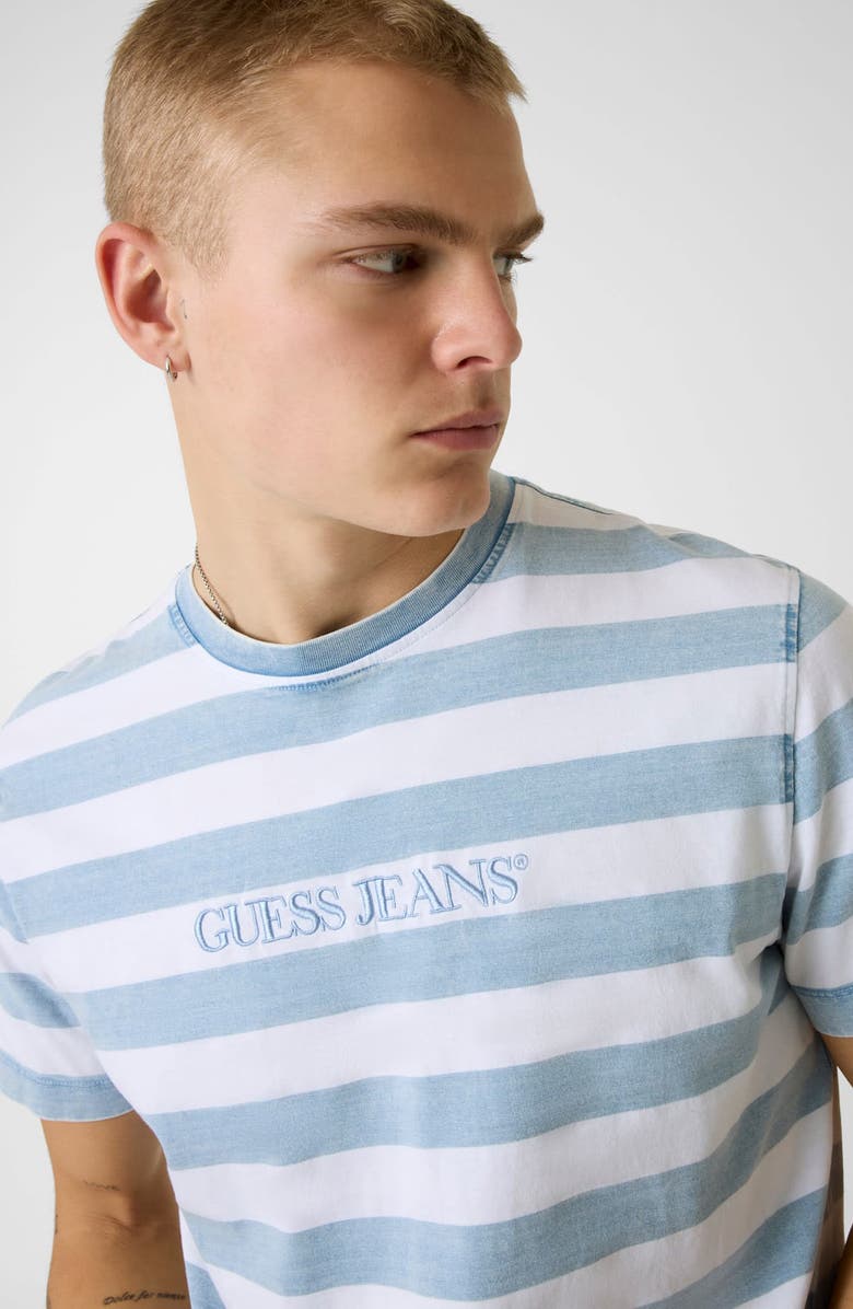 GUESS Yarn Dyed Stripe Cotton T-Shirt, Alternate, color, Blue Stripe