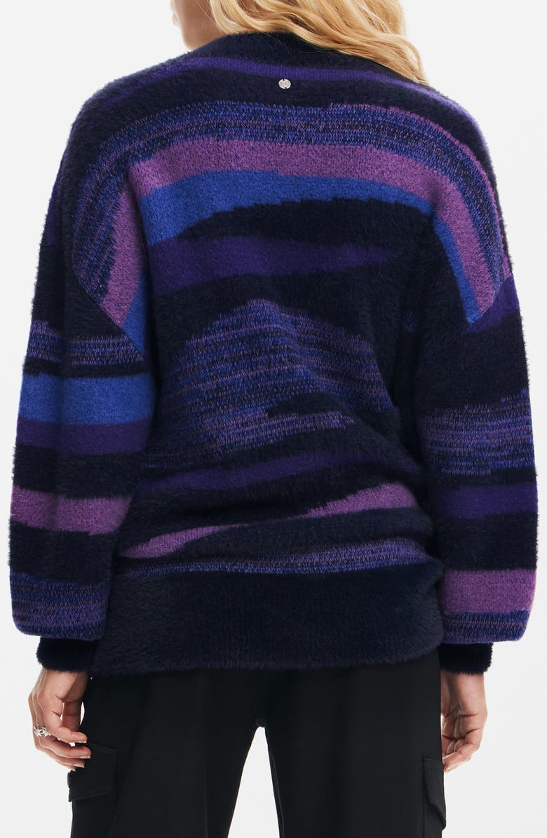 Desigual Bristol Stripe Crewneck Sweater, Alternate, color, Purple