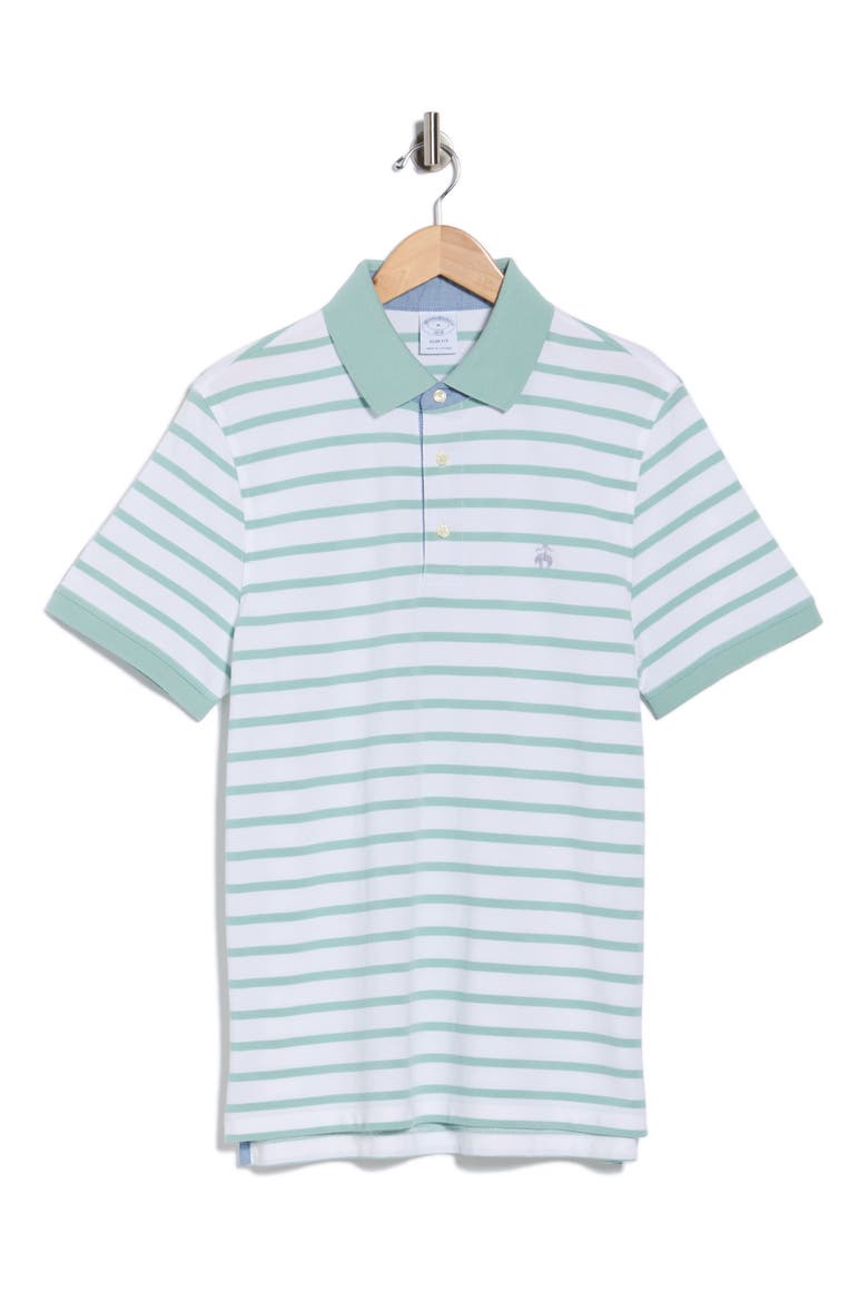 Short Sleeve Pique Polo, Alternate, color, AQUIFER GREEN/ WHITE