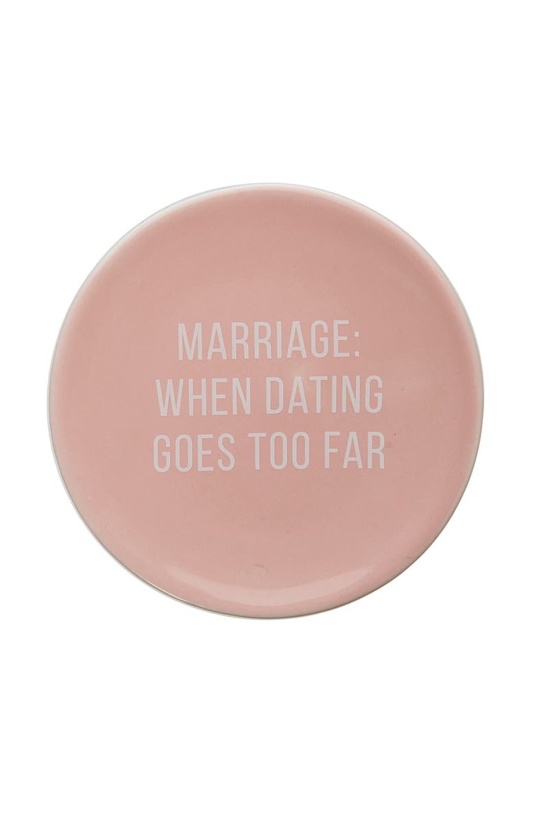 Totalee Gift When Dating Goes Too Far Trinket Tray Ceramic Pink, Main, color, Pink
