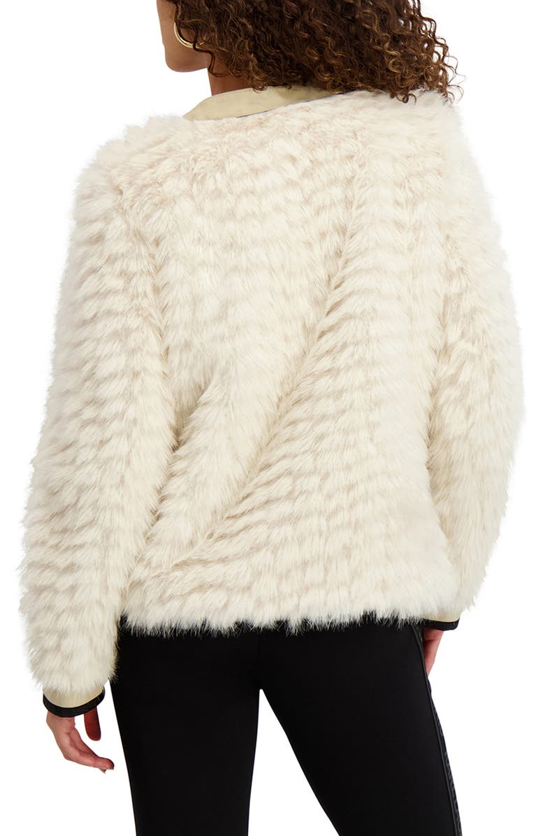 KARL LAGERFELD PARIS Collarless Faux Fur Jacket, Alternate, color, Oyster