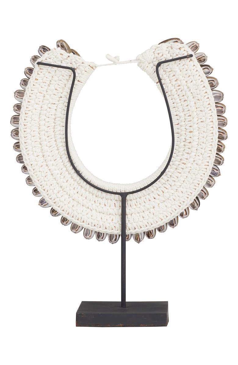 GINGER BIRCH STUDIO Brown Shell Necklace Sculpture with Stand, Alternate, color, Brown