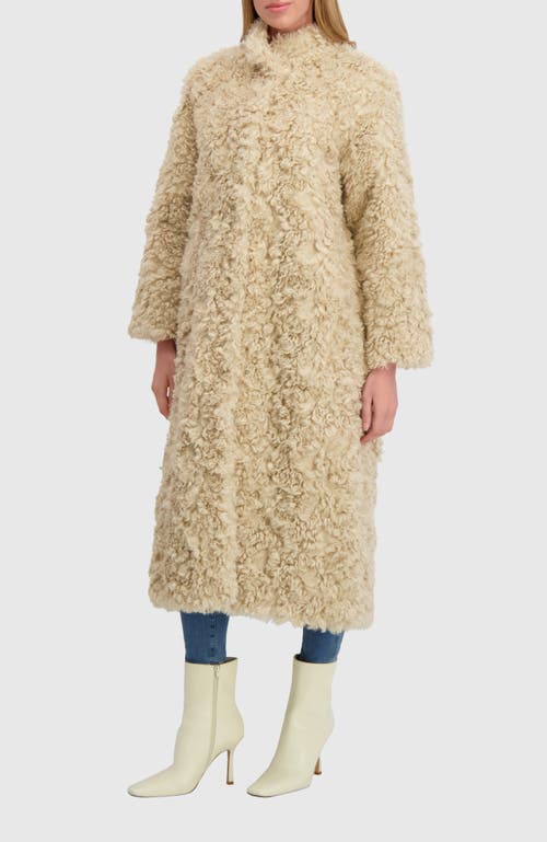 Lyla Grant Fur-free Lamb (faux Fur) Coat In Sand