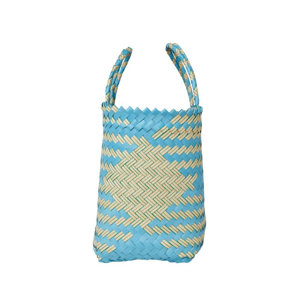 Gabriella Recycled Plastic Handwoven Tote, Alternate, color, Blue & Cream