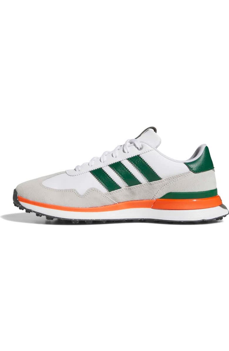 adidas Men's adidas Miami Hurricanes Textile Spikeless Golf Shoes, Alternate, color, White