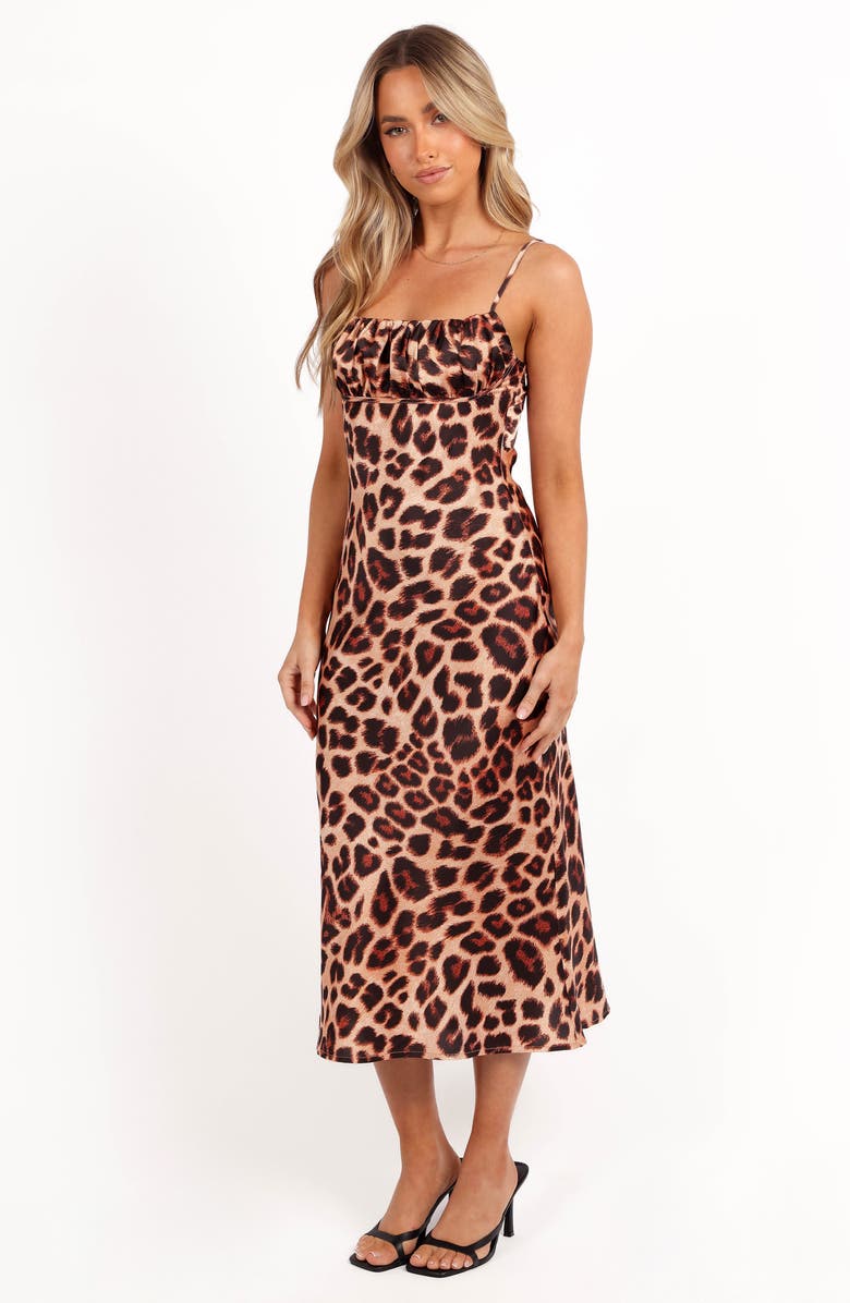 Petal & Pup Brynley Leopard Print Midi Slipdress, Alternate, color, Leopard