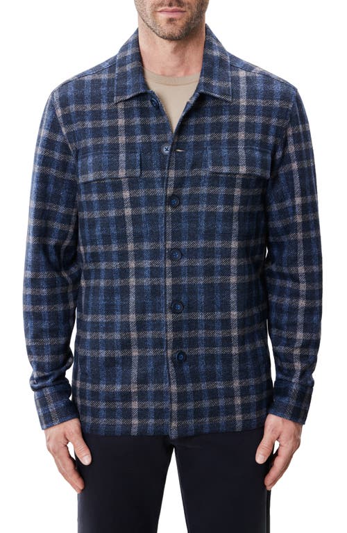 Robert Barakett Emory Plaid Knit Flannel Button-up Shirt Jacket In Blue
