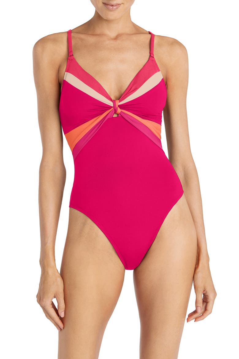 Billie Knotted One-Piece Swimsuit, Main, color, DIVA