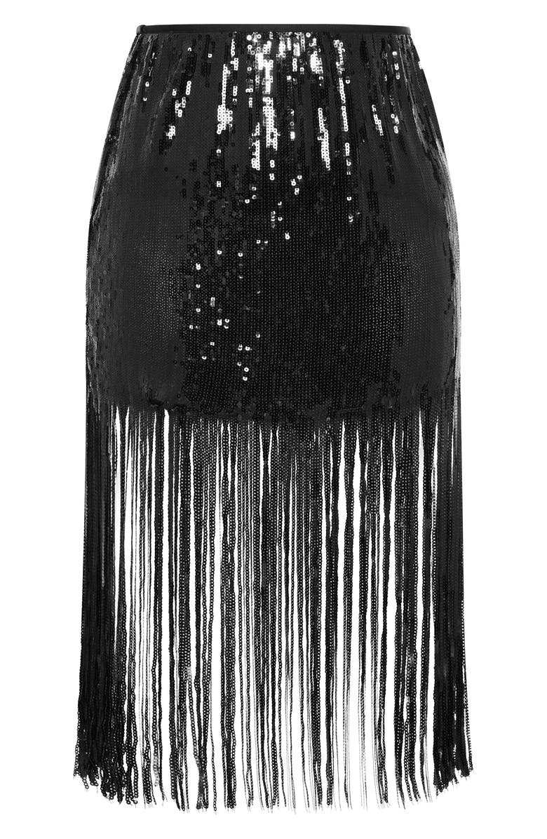City Chic Savanna Sequin Fringe Skirt, Alternate, color, 