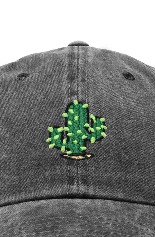 Dalix Cactus Embroidered Low Crown Cap In Washed Black