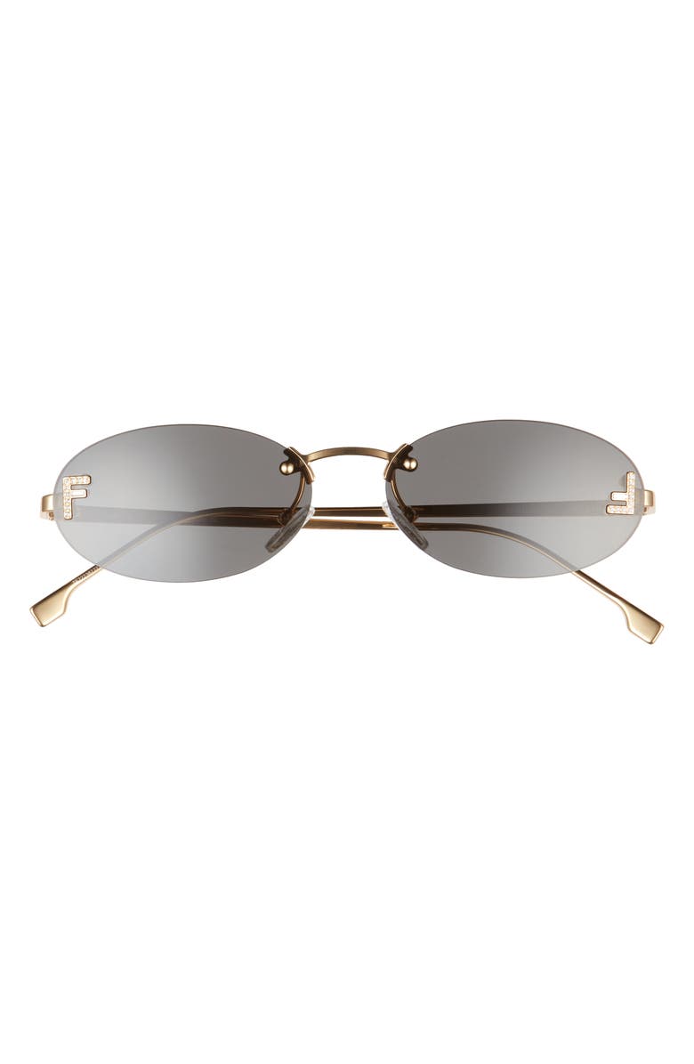 Fendi 'Fendi First 54mm Oval Sunglasses, Main, color, Shiny Endura Gold / Smoke