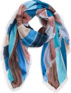 Echo Painted Chevron Print Silk Square Scarf