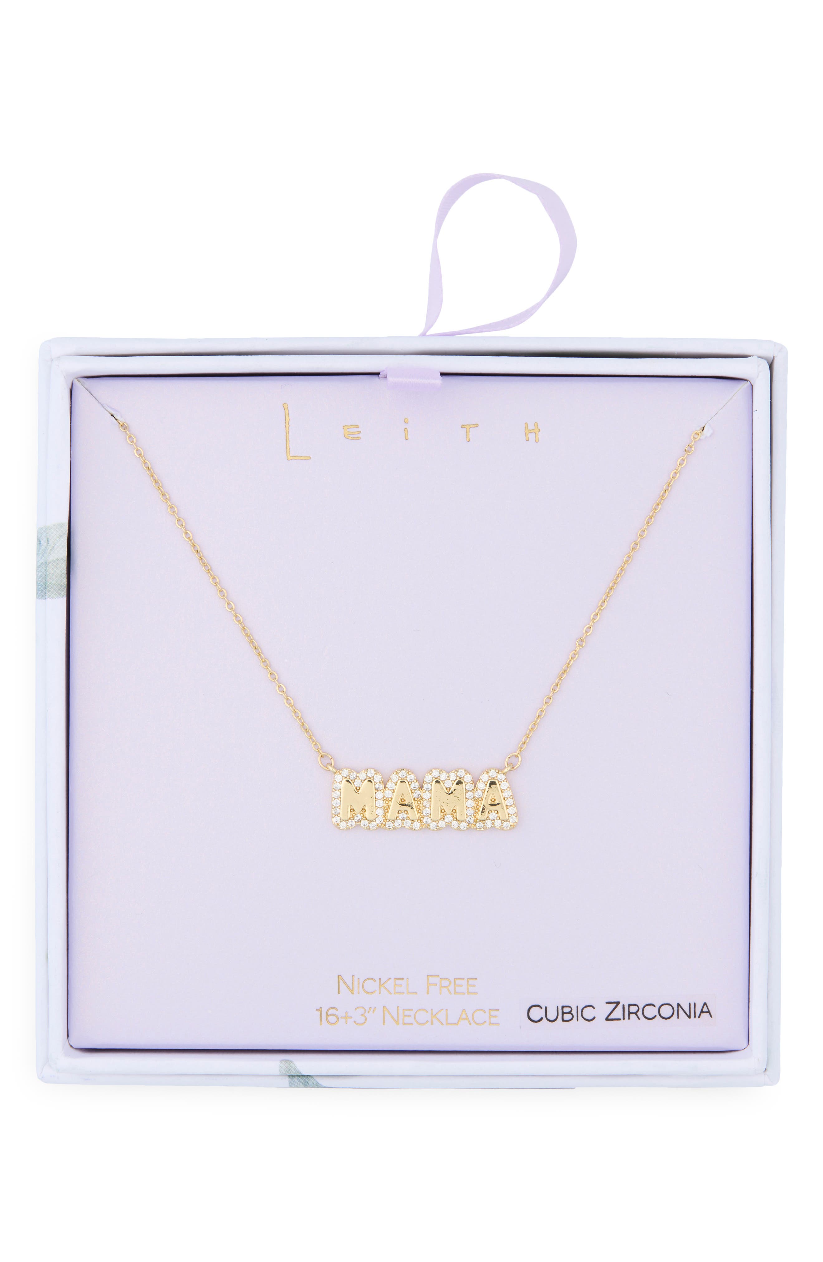 Leith Mama Cubic Zirconia Pendant Necklace