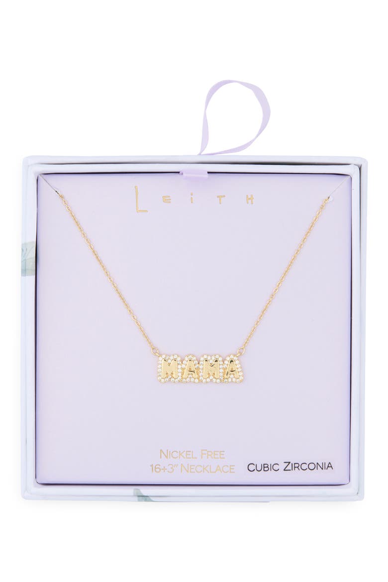 Mama Cubic Zirconia Pendant Necklace, Main, color, CLEAR- GOLD