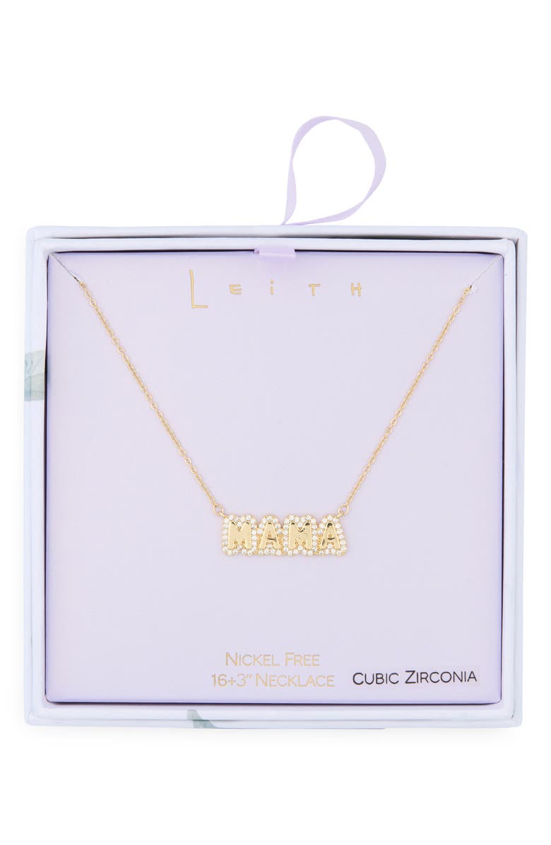 Leith Mama Cubic Zirconia Pendant Necklace, Main, color, Clear- Gold