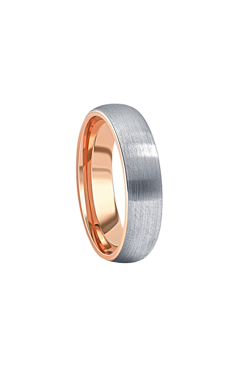 Bliss Diamond Men's Brushed Tungsten & Gold Plated Two Tone 6mm Ring Wedding Band, Alternate, color,