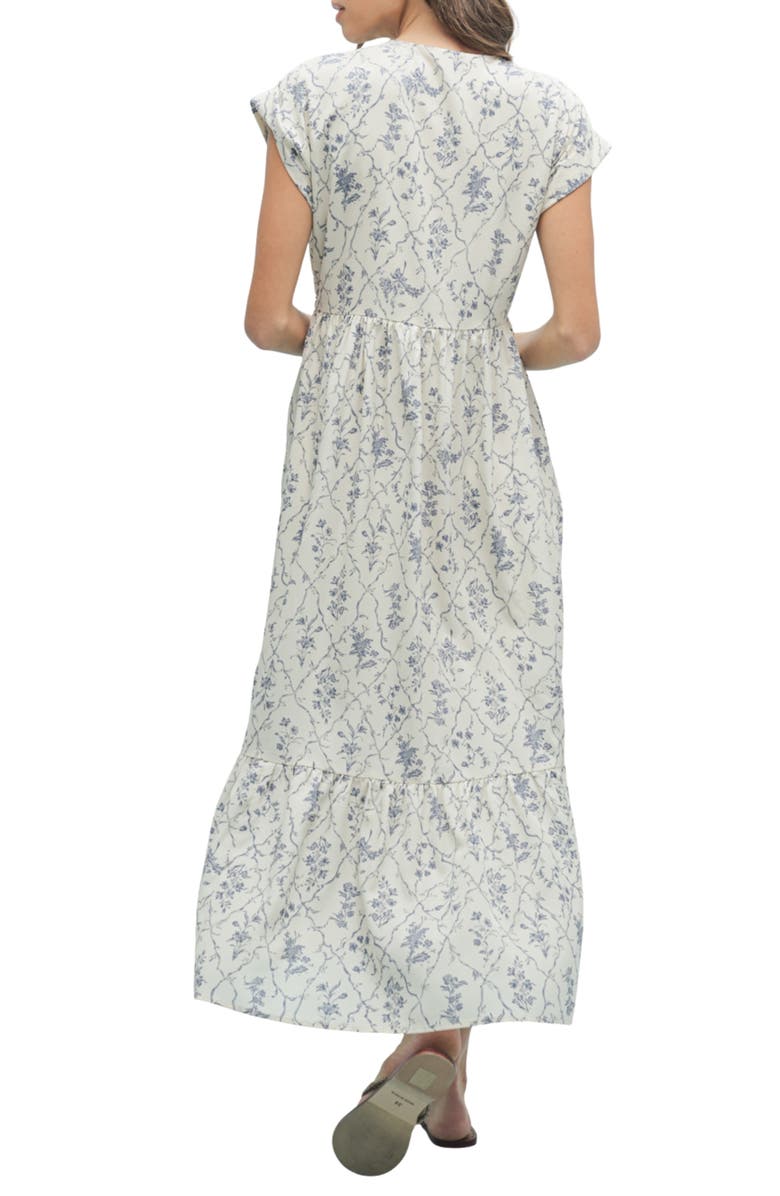 WISHLIST Floral Cinched Midi Dress, Alternate, color, Off White/ Blue