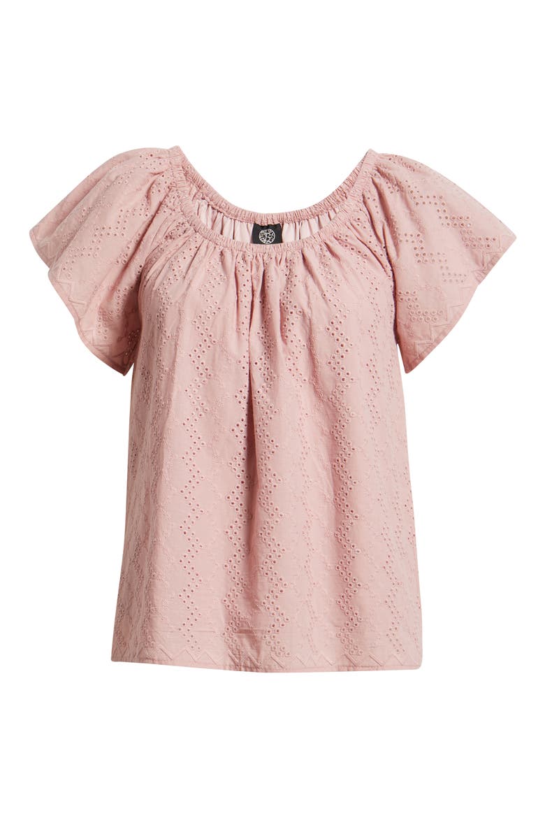 Eyelet Embroidered Peasant Top, Alternate, color, DUSTY PINK