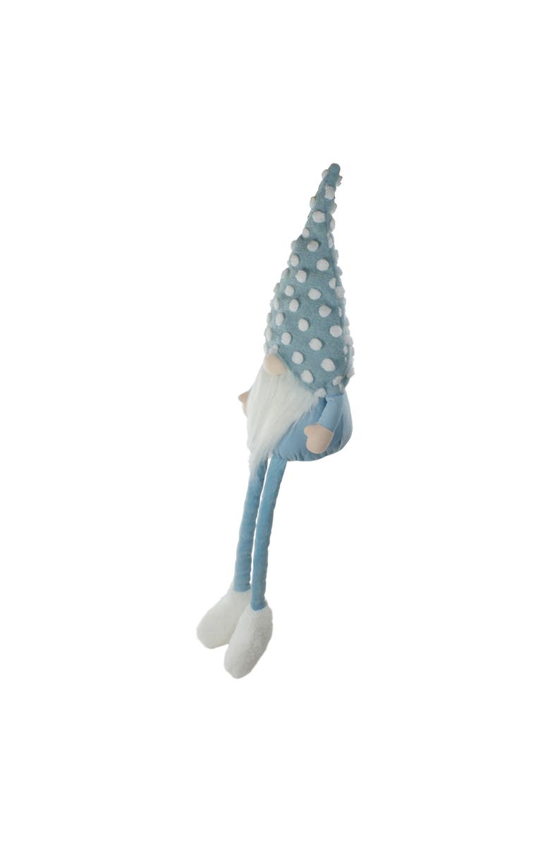 Northlight Sitting Spring Gnome Figure with a Pointy Polka Dot Hat - 34" - Blue and White, Alternate, color, Blue