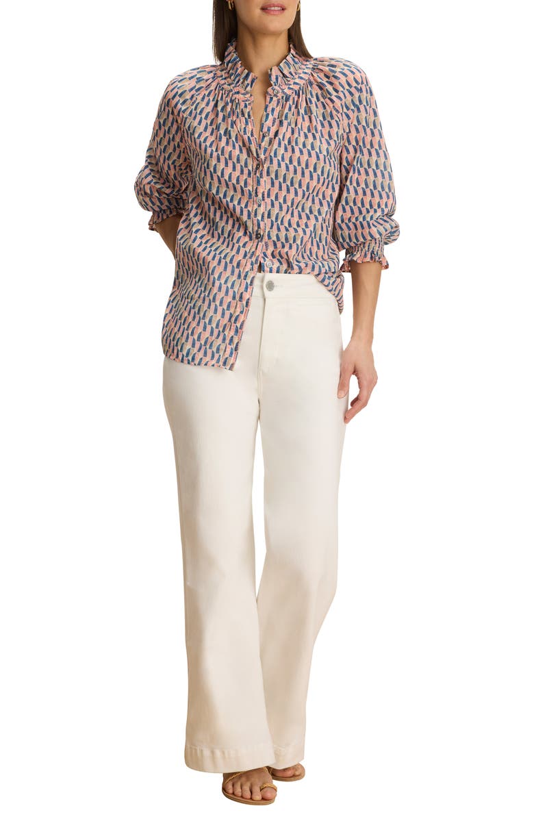 NIC+ZOE Sideways Cotton Crinkle Button-Up Shirt, Alternate, color, Pink Multi