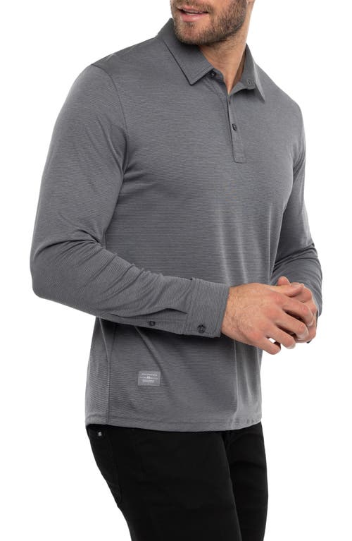 Travismathew State Room Textured Long Sleeve Polo In Heather Quiet Shade