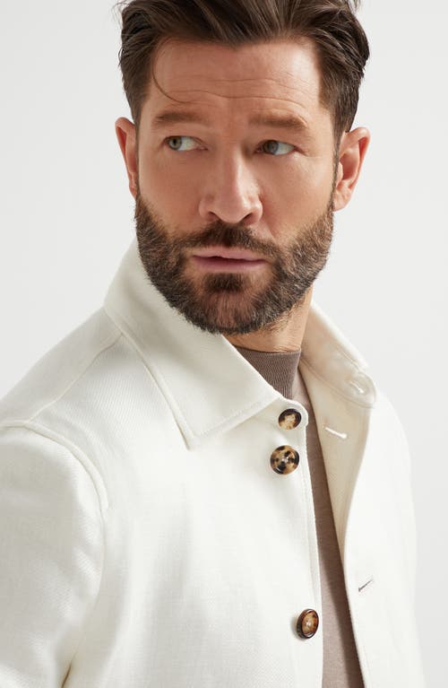 Brunello Cucinelli Linen-wool-silk Twill Jacket In Off-white
