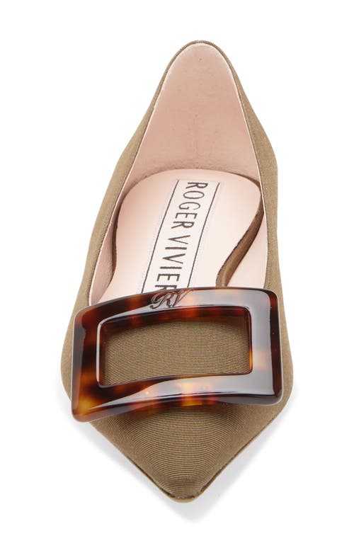 Roger Vivier Gommettine Pointed Toe Flat In Green