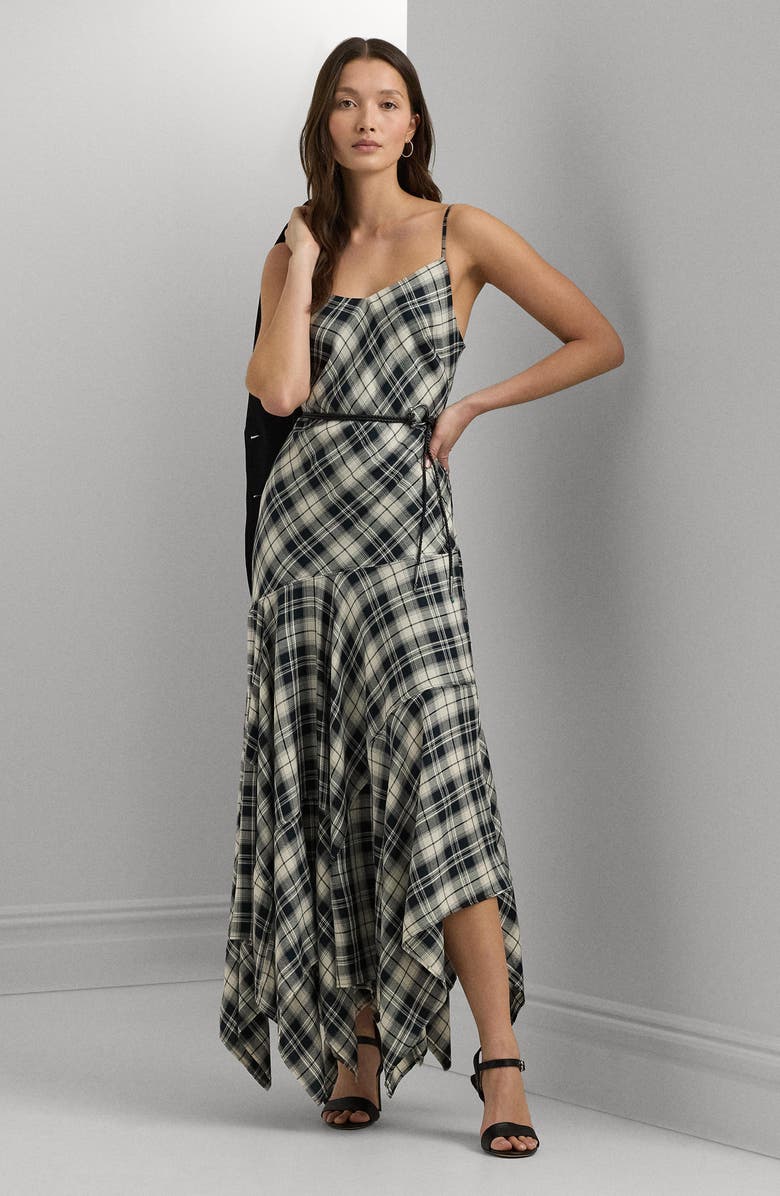 Lauren Ralph Lauren Plaid Belted Herringbone Dress, Alternate, color, 