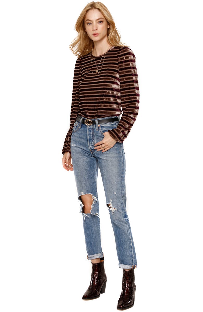 Heartloom Allie Metallic Velvet Stripe Long Sleeve Top, Alternate, color, 