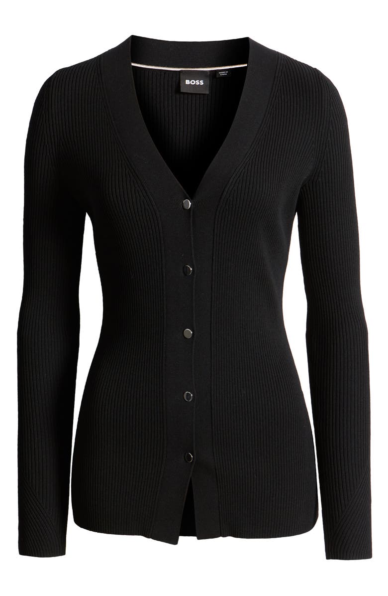 BOSS Farinda Rib V-Neck Cardigan, Alternate, color, 