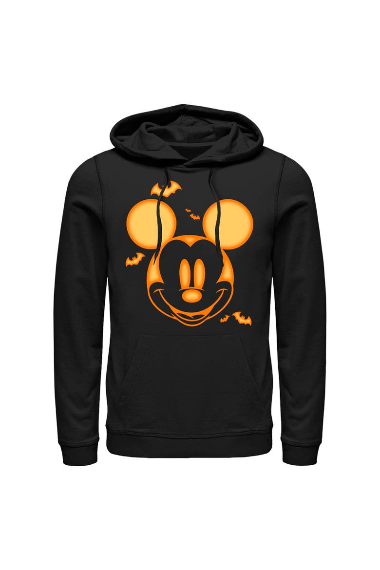 Men's Mickey & Friends Pumpkin Face Pull Over Hoodie, Main, color, Black
