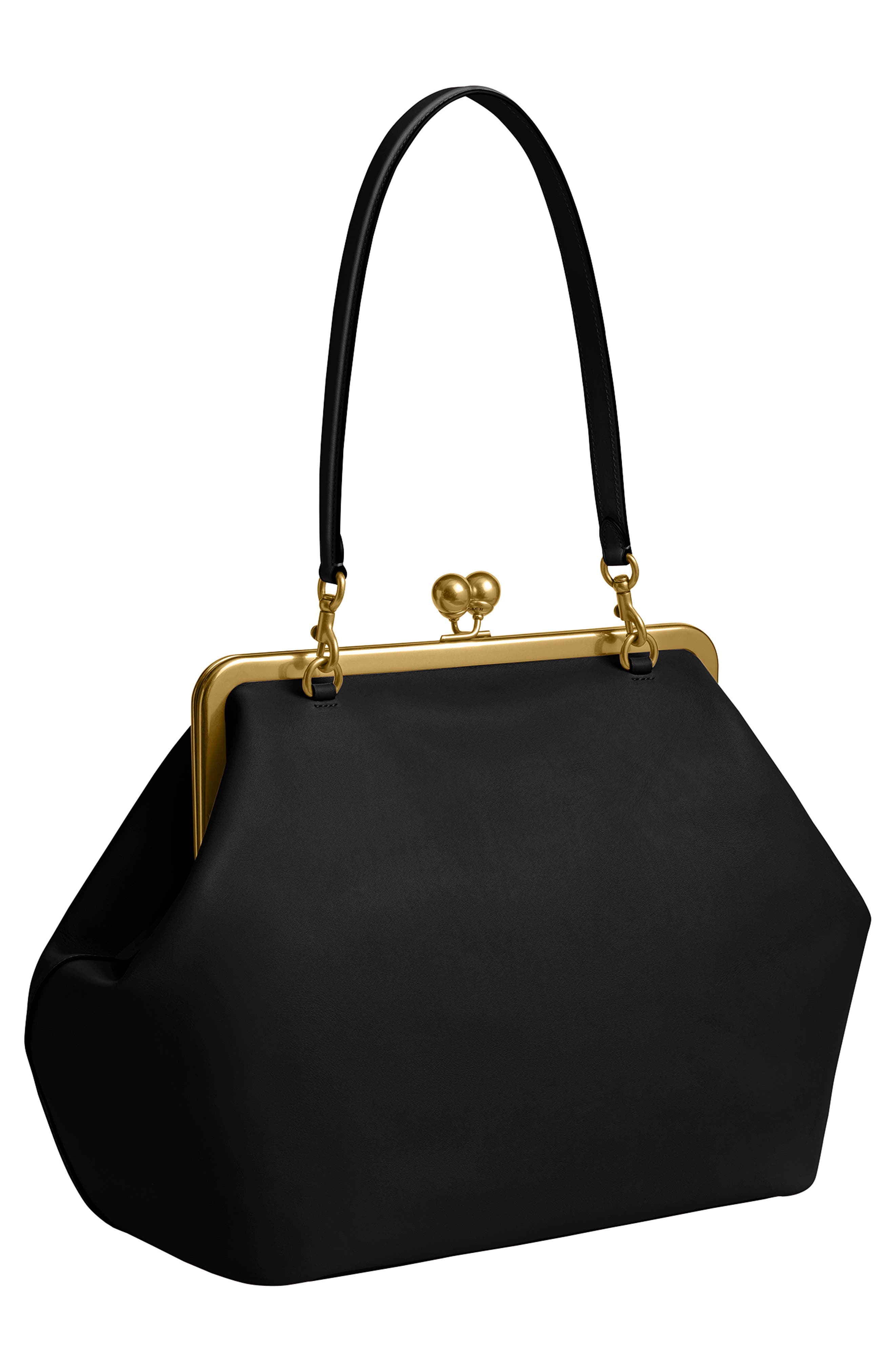 COACH Large Kiss Glovetanned Leather Frame Clutch, Alternate, color, 