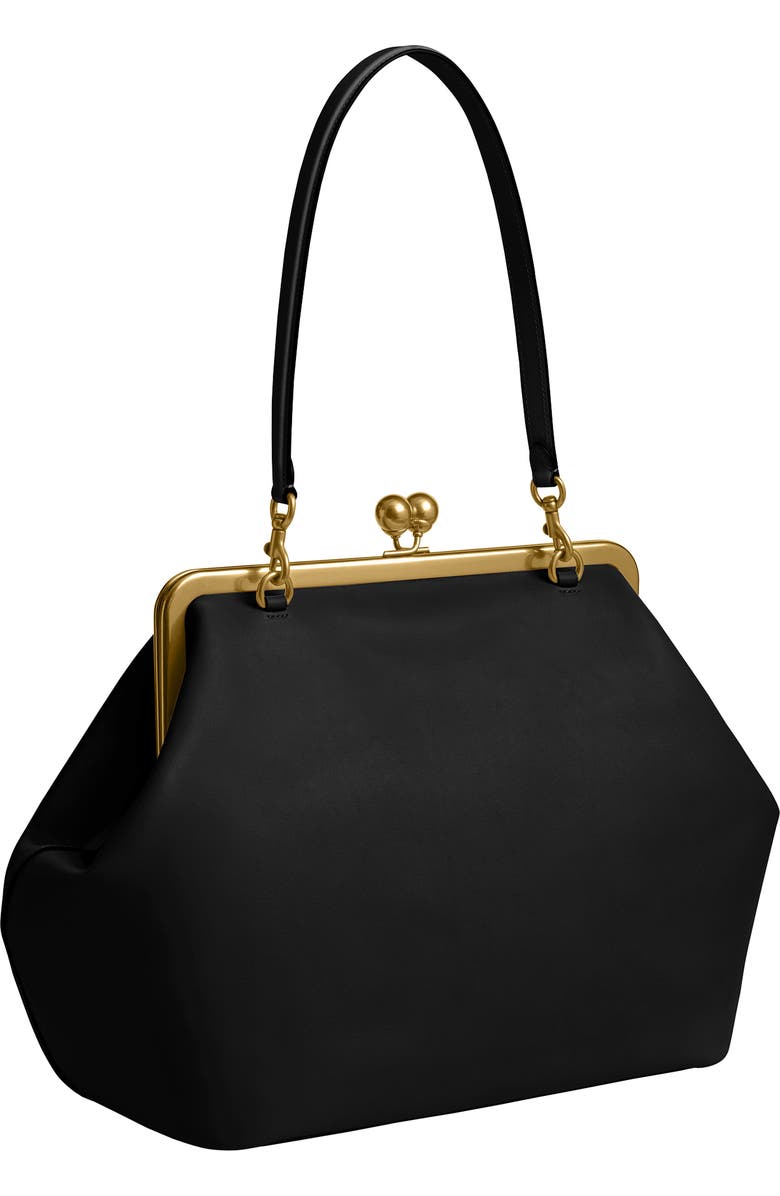 COACH Large Kiss Glovetanned Leather Frame Clutch, Alternate, color,