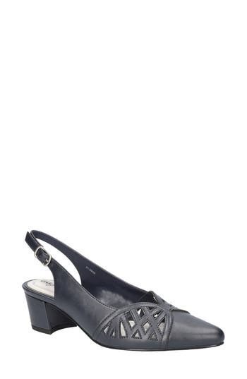 Easy Street Bizzy Womens Faux Leather Laser Cut Slingback Heels In Navy