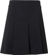 Akris punto Pleated Virgin Wool Twill Miniskirt