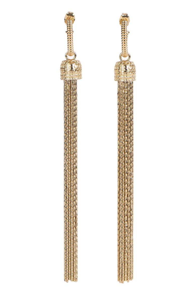 Brass Tassel Earrings, Main, color, gold
