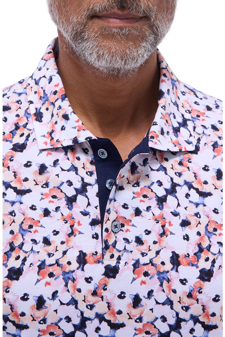 Hendrix Digital Floral Print Pima Cotton Polo, Alternate, color, NAVY