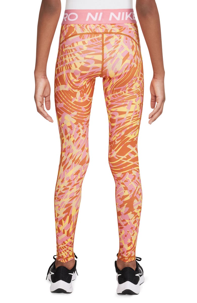 Nike Kids' Pro Dri-FIT Leggings, Alternate, color, Monarch/ Coral Chalk/ White