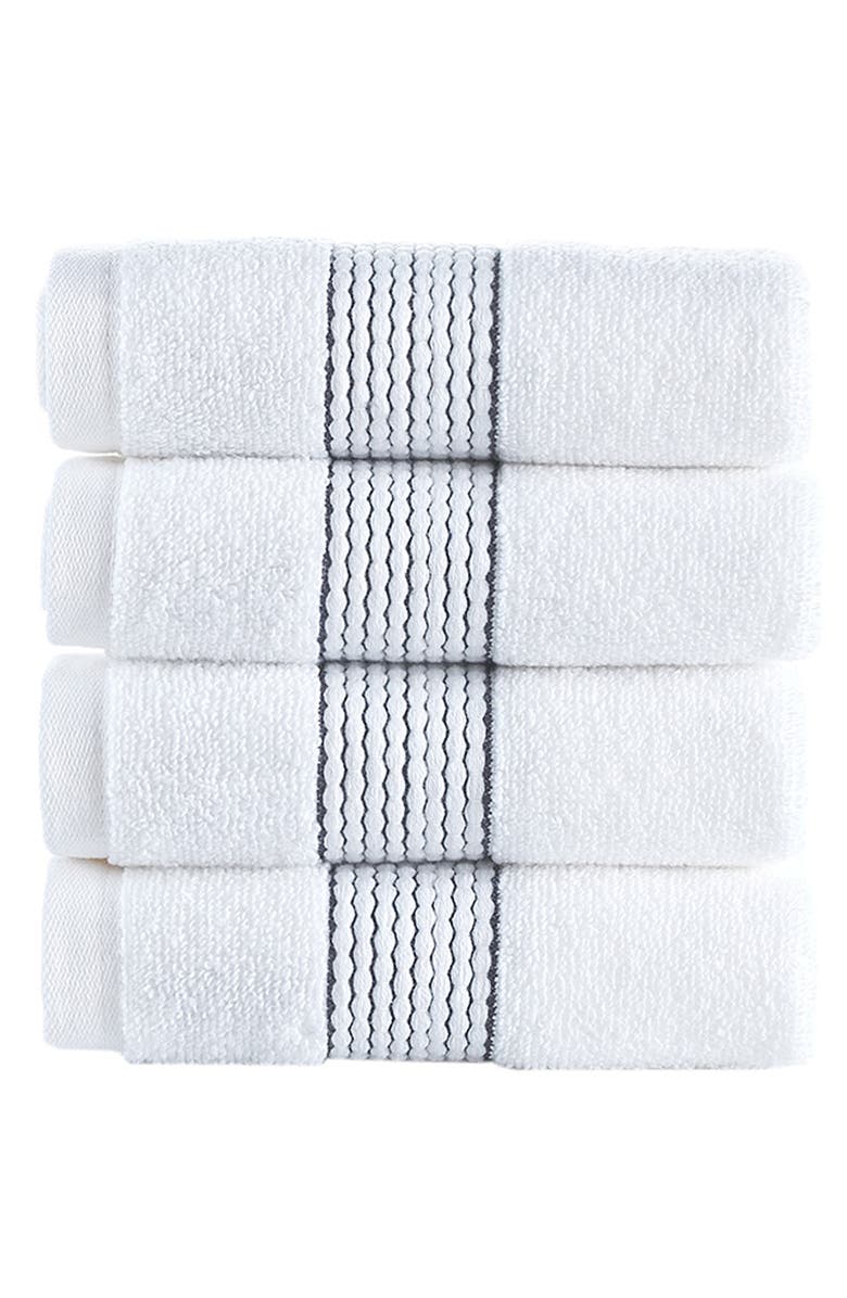 Brooks Brothers 4-Piece Robe Stripe Cotton Towel Set, Main, color, White/ Anthracite